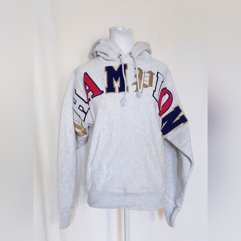 Champion Vintage Reverse Weave Spell Out Champion Hooded Sweatshirt Womens XS
